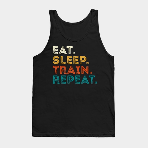 Eat Sleep Train Repeat Tank Top by DragonTees